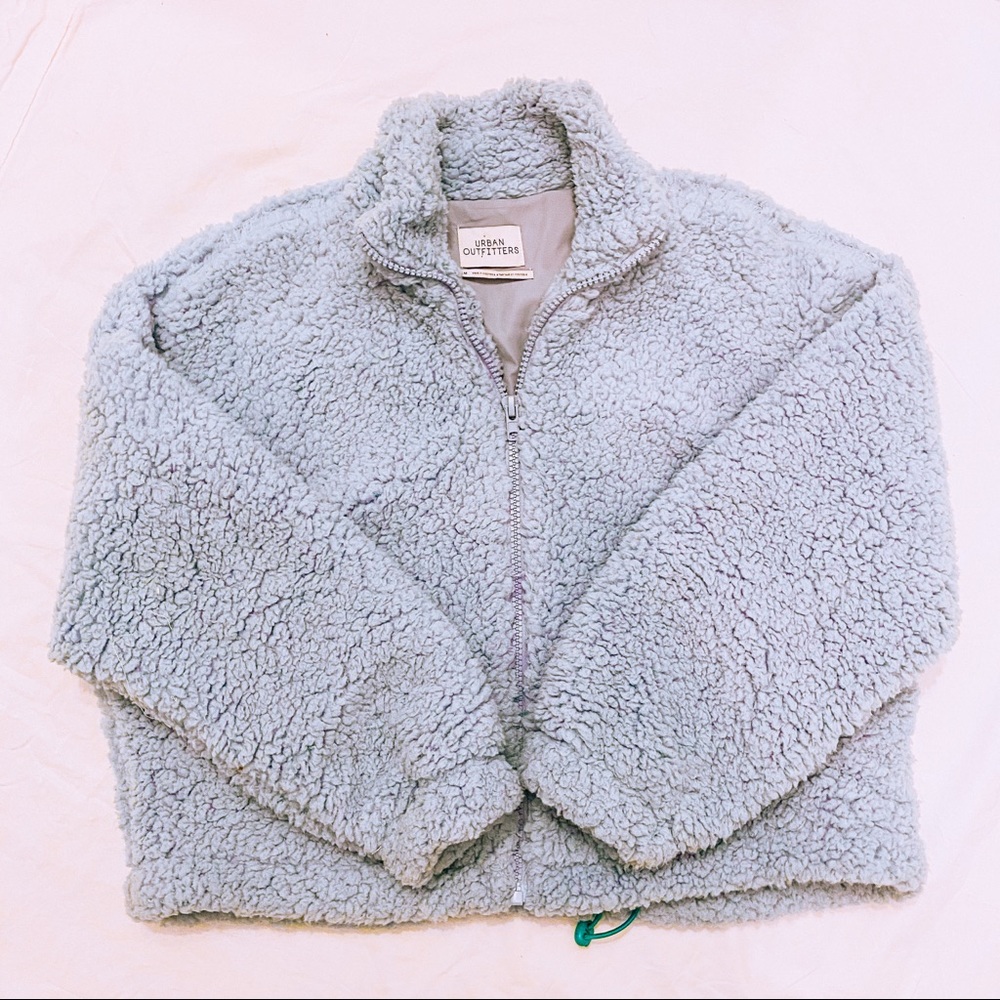 Urban Outfitters blue cropped Sherpa jacket